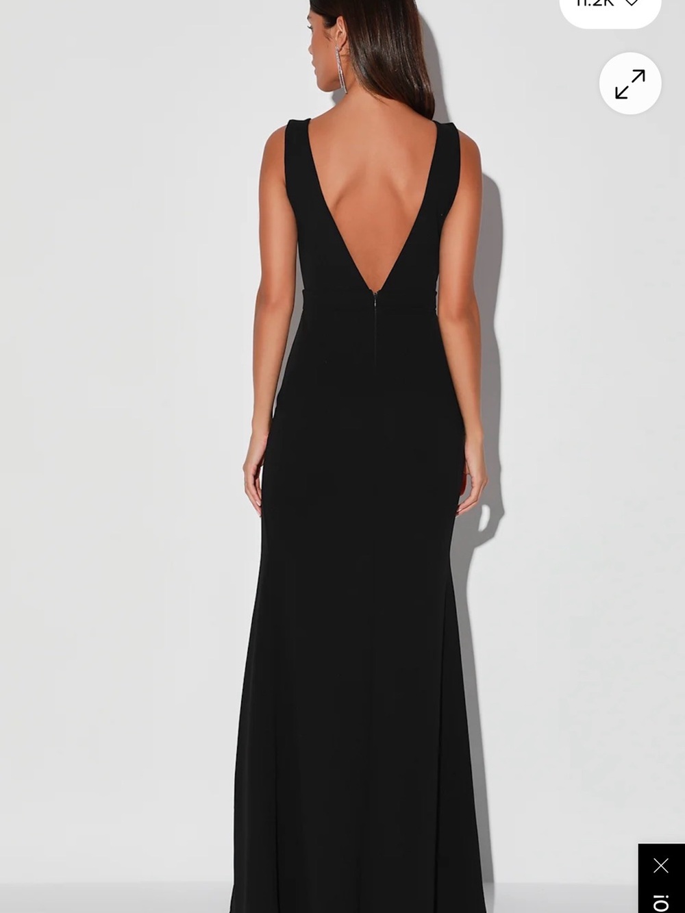 Lulu's Black Sequin-Trim Deep V Formal Gown - Picture 16 of 16